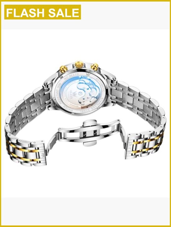 Amazon.com: IK COLOURING Mens Watches, 44mm Mechanical  Automatic Skeleton Watch with Moon Phase Calendar, Waterproof Stainless Steel